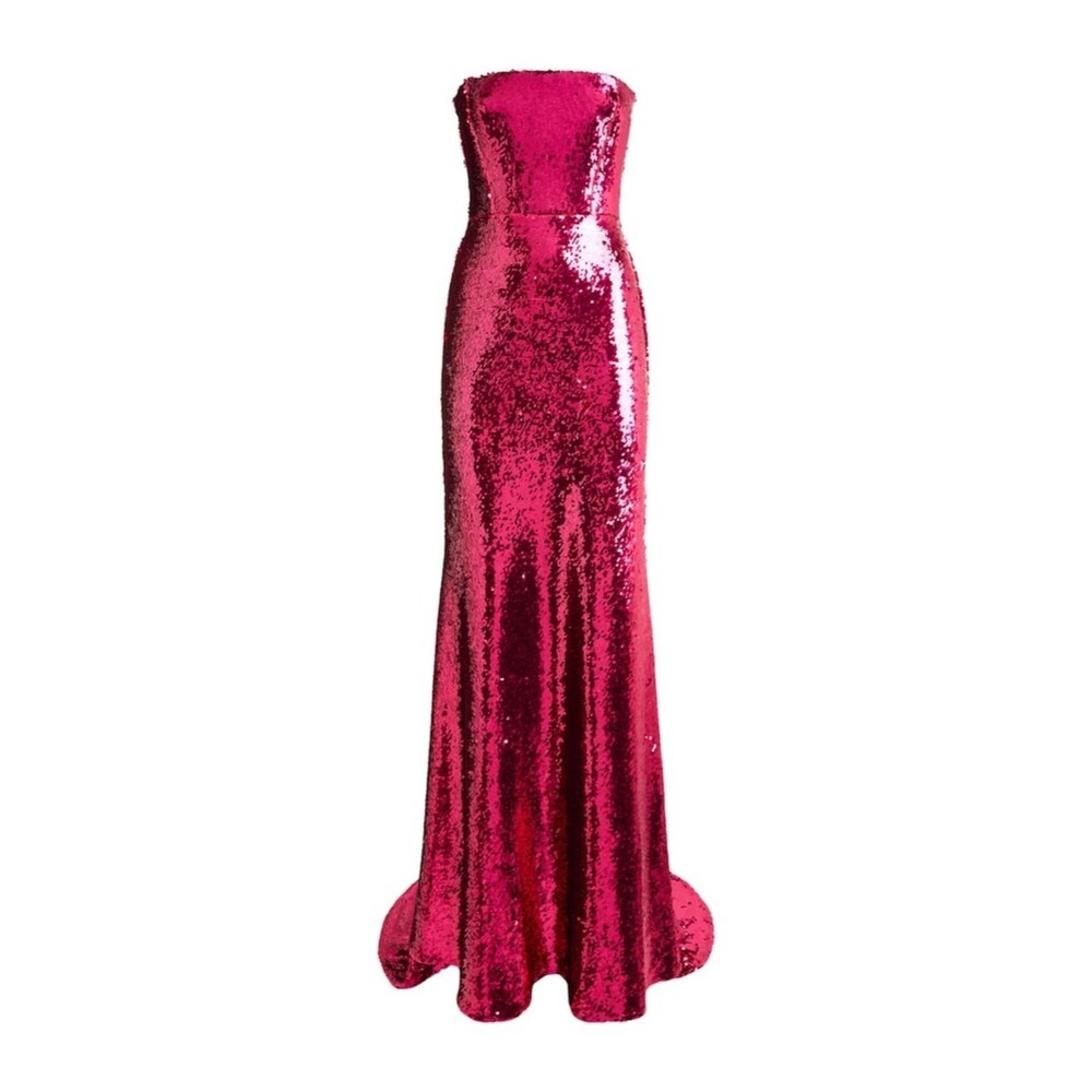 NWOT Alex Perry Sequin Strapless Gown Fuchsia Evening Gown in raspberry
